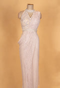 Champagne Gold Embellished Saree with Designer Halter Blouse | Contemporary Luxury Saree