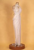 Champagne Gold Embellished Saree with Designer Halter Blouse | Contemporary Luxury Saree