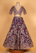 Royal Plum Embroidered Lehenga Set with Sheer Dupatta | Designer Bridal & Occasion Wear