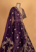Royal Plum Embroidered Lehenga Set with Sheer Dupatta | Designer Bridal & Occasion Wear