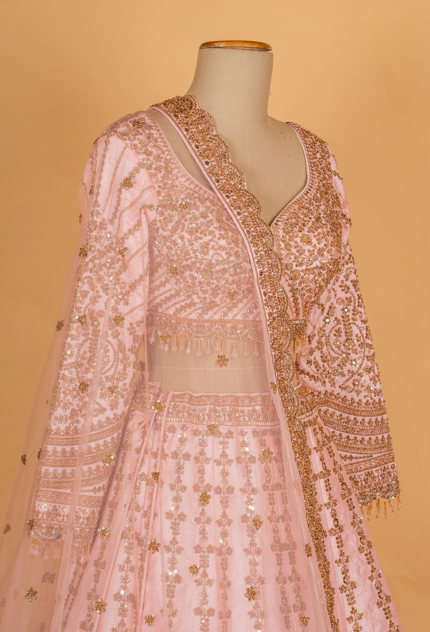 Blush Pink Embroidered Bridal Lehenga Choli with Dupatta – Designer Wedding & Reception Wear