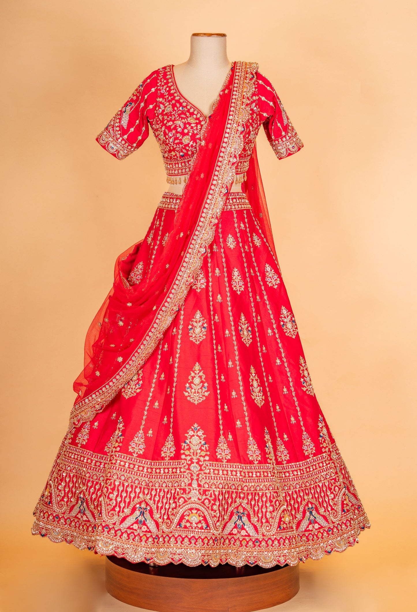 Bridal Red Embroidered Lehenga Choli with Dupatta – Traditional Designer Wedding Wear