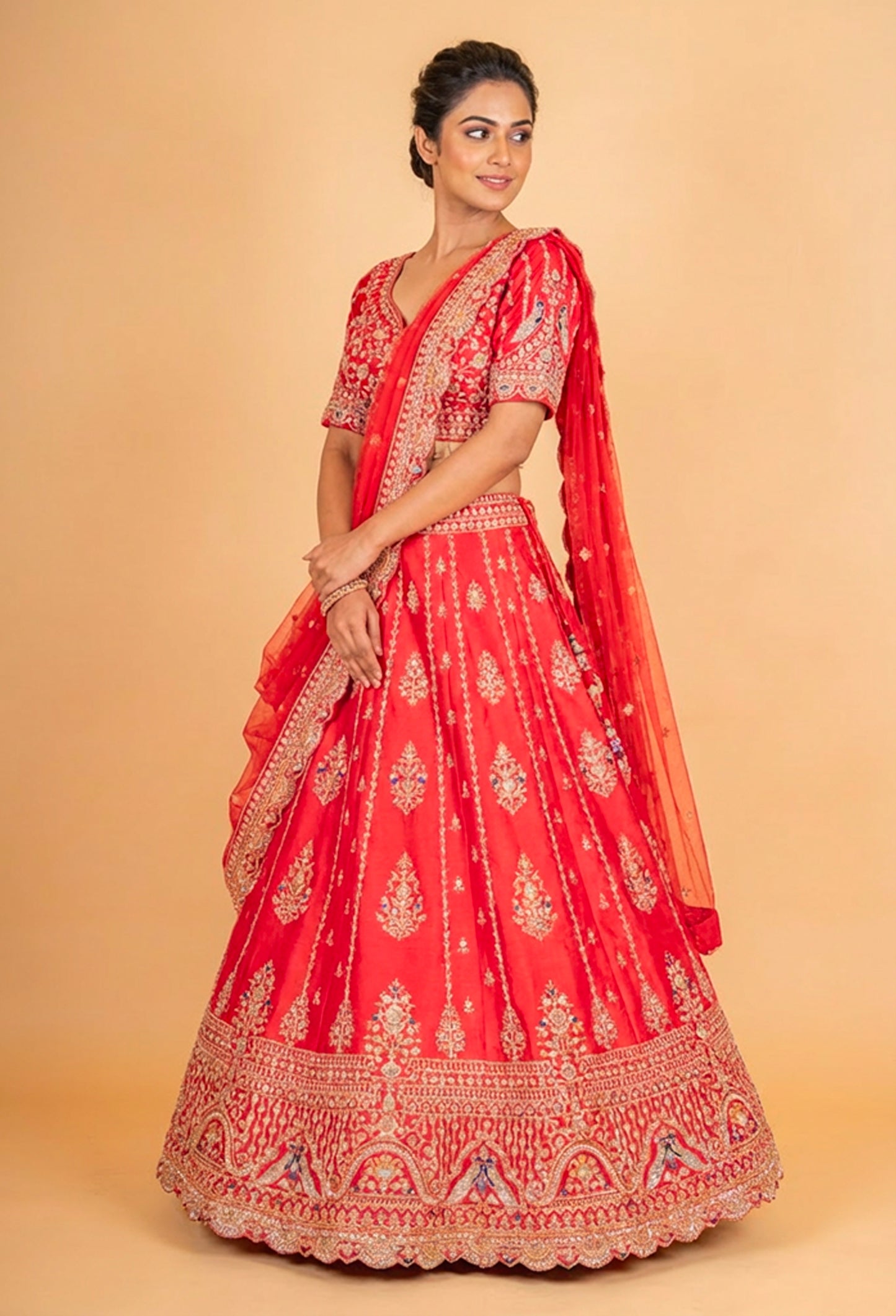 Bridal Red Embroidered Lehenga Choli with Dupatta – Traditional Designer Wedding Wear