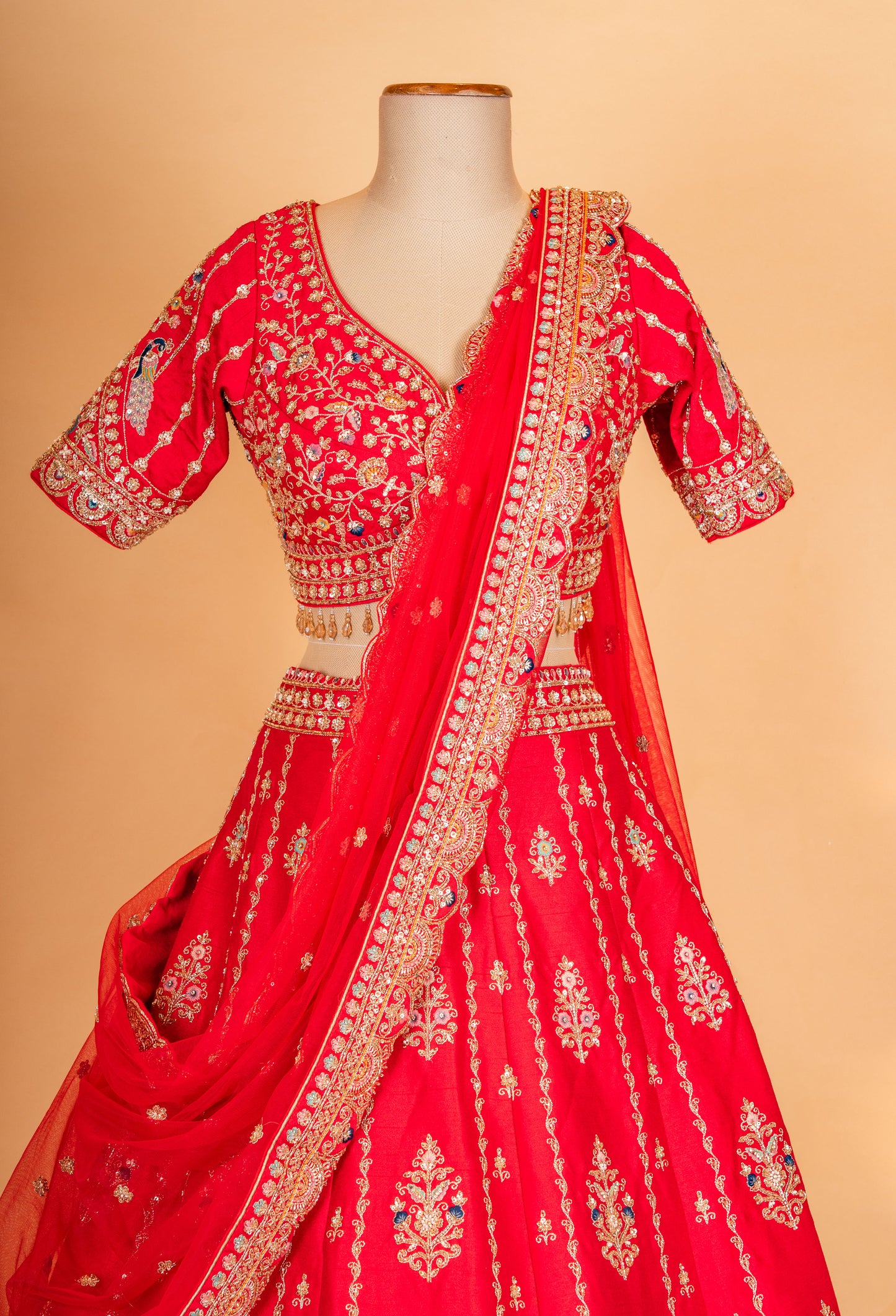 Bridal Red Embroidered Lehenga Choli with Dupatta – Traditional Designer Wedding Wear