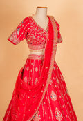 Bridal Red Embroidered Lehenga Choli with Dupatta – Traditional Designer Wedding Wear