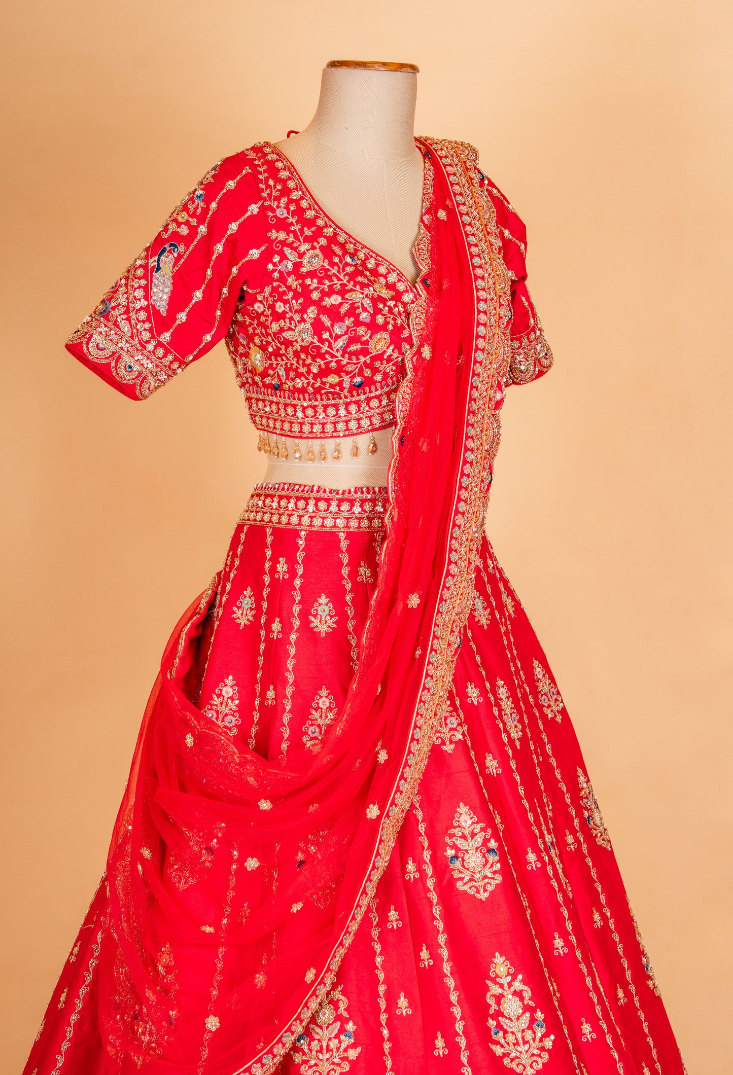 Bridal Red Embroidered Lehenga Choli with Dupatta – Traditional Designer Wedding Wear