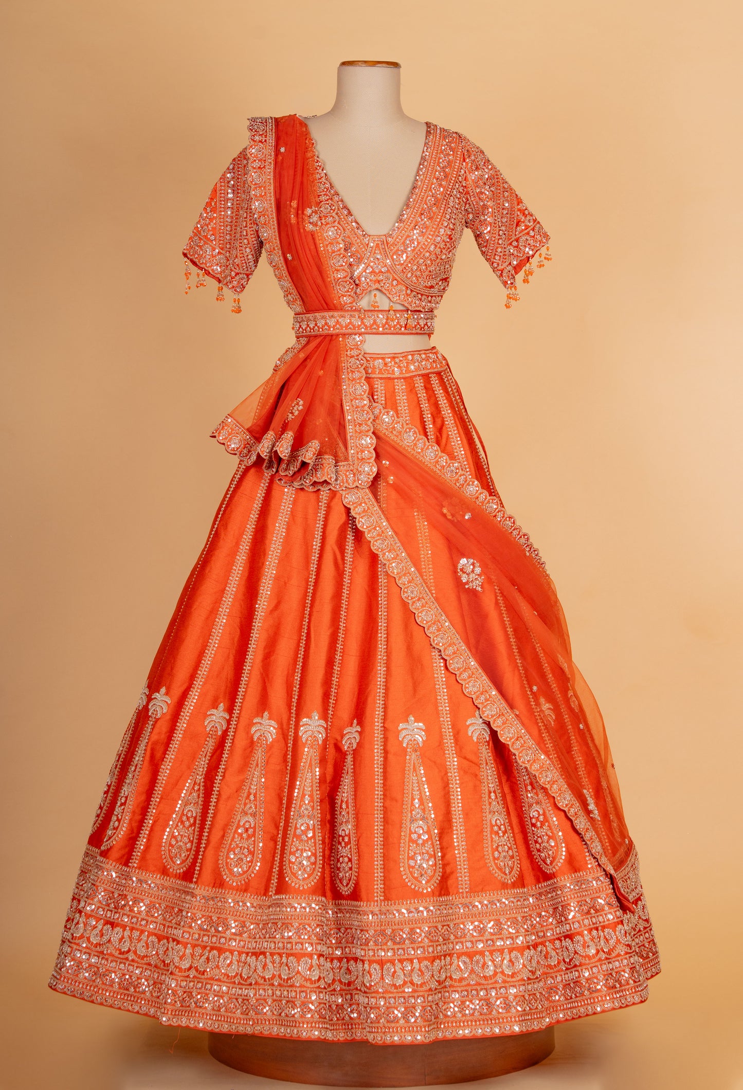 Orange Embroidered Lehenga Choli with Dupatta – Designer Wedding & Festive Wear