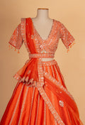 Orange Embroidered Lehenga Choli with Dupatta – Designer Wedding & Festive Wear