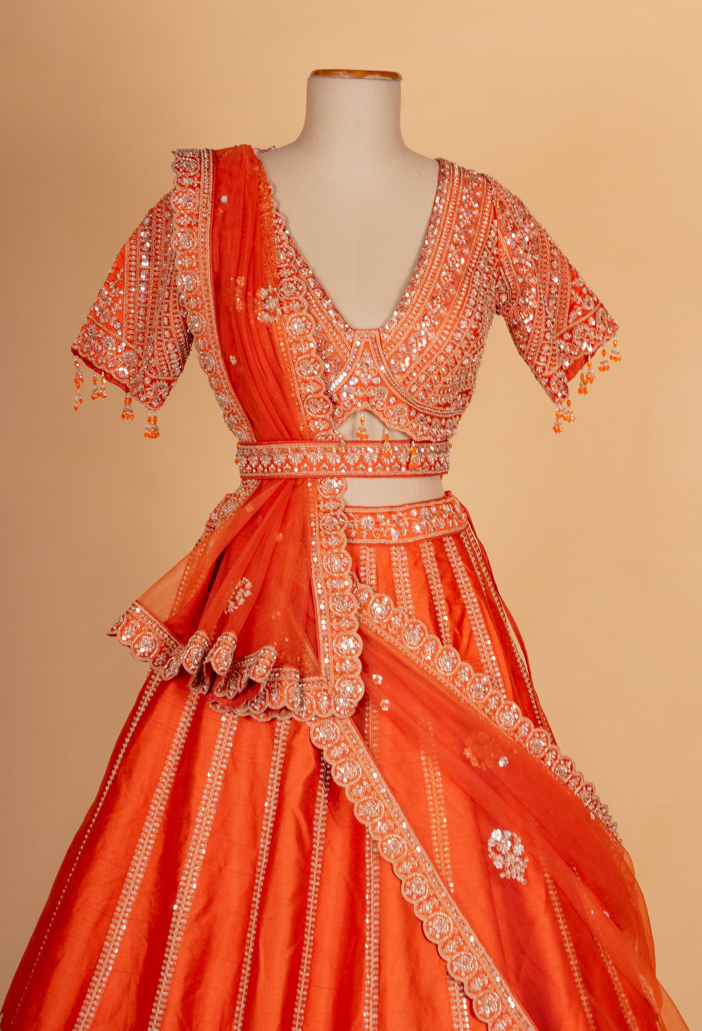 Orange Embroidered Lehenga Choli with Dupatta – Designer Wedding & Festive Wear
