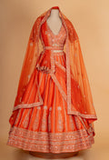 Orange Embroidered Lehenga Choli with Dupatta – Designer Wedding & Festive Wear