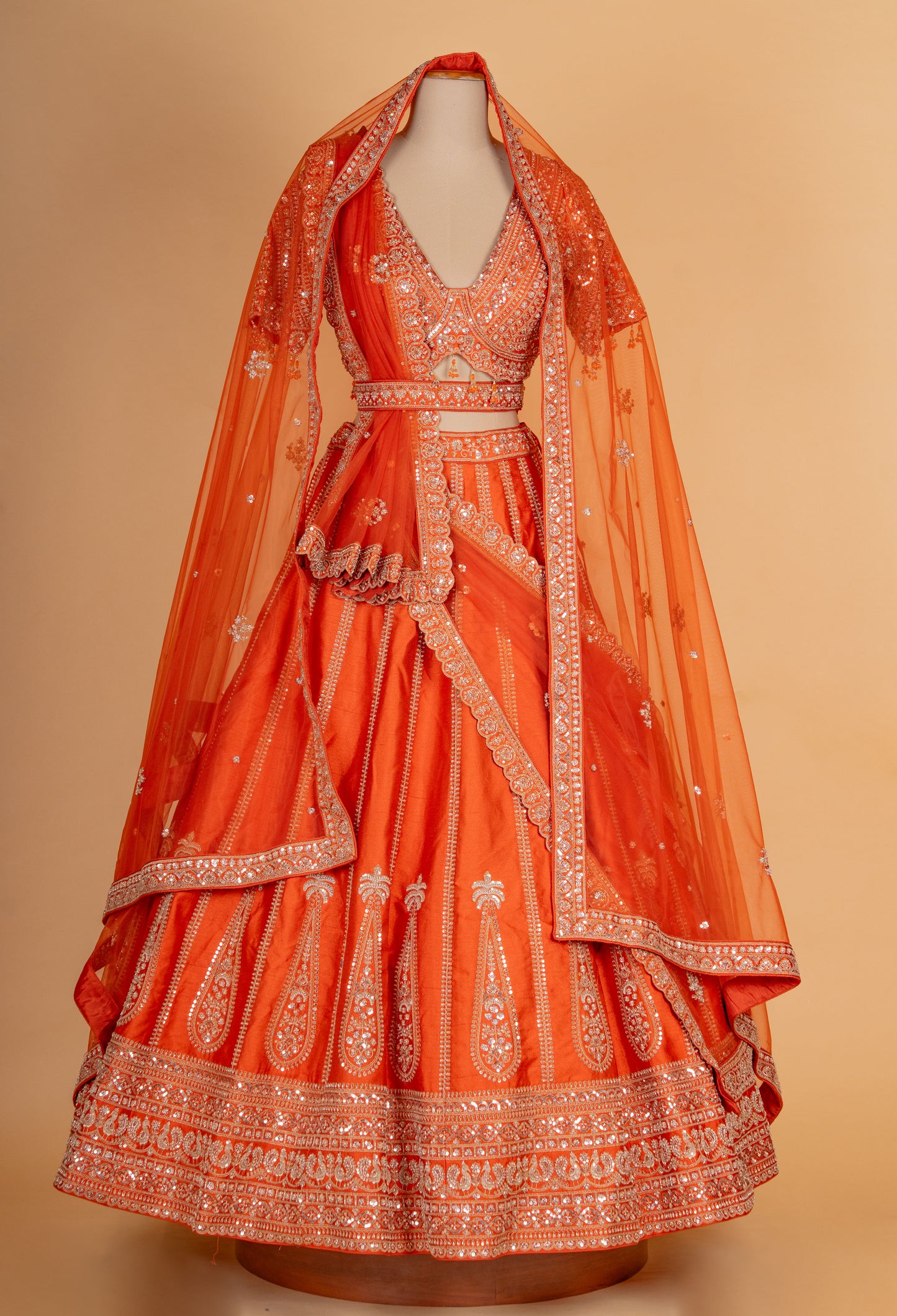 Orange Embroidered Lehenga Choli with Dupatta – Designer Wedding & Festive Wear
