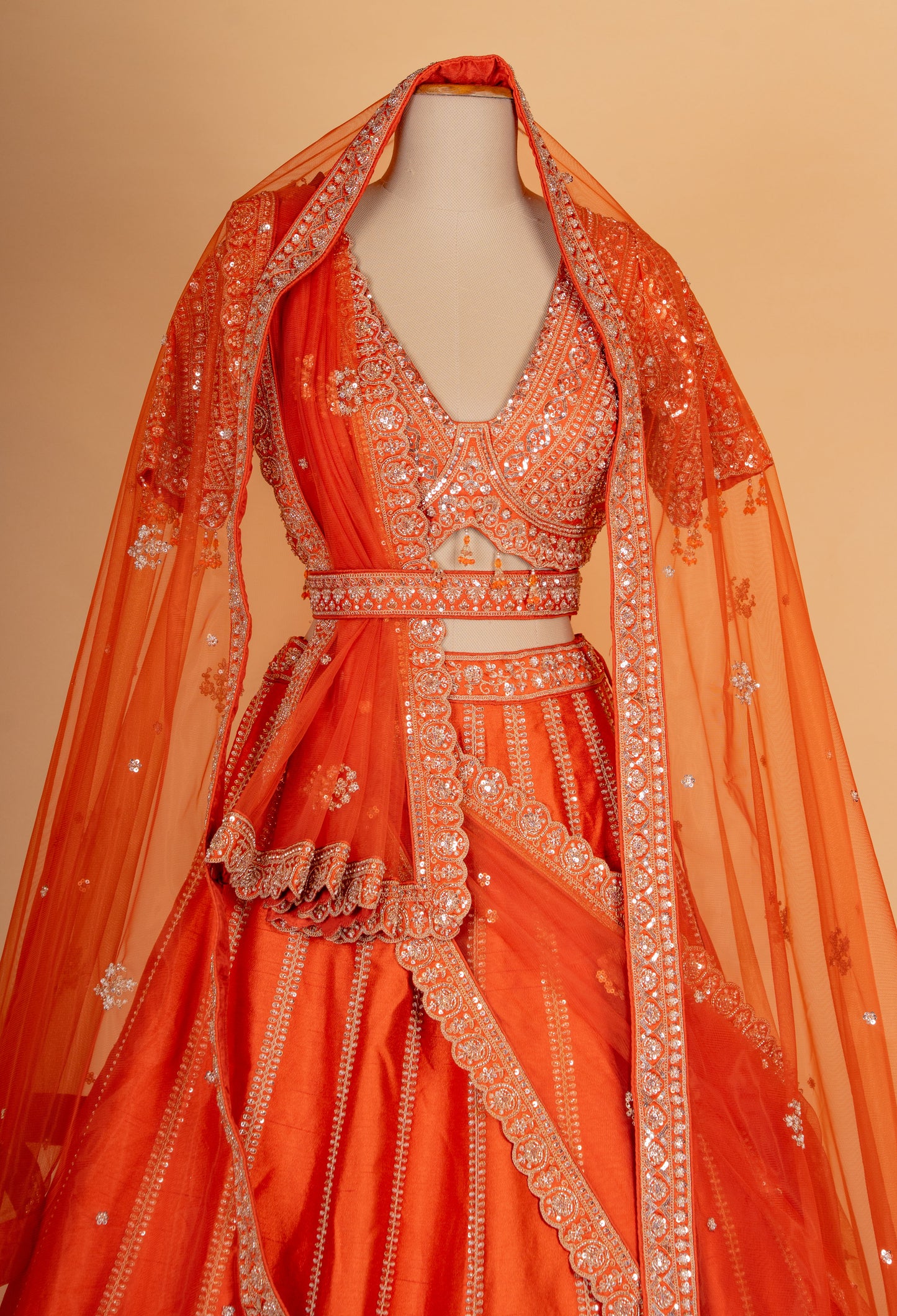 Orange Embroidered Lehenga Choli with Dupatta – Designer Wedding & Festive Wear