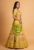 Yellow Floral Embroidered Lehenga Choli with Green Dupatta – Designer Festive & Wedding Wear
