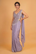Lavender Pre-Draped Saree with Embellished Blouse – Designer Cocktail & Evening Wear