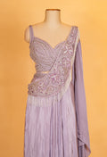 Lavender Pre-Draped Saree with Embellished Blouse – Designer Cocktail & Evening Wear