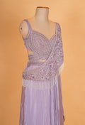 Lavender Pre-Draped Saree with Embellished Blouse – Designer Cocktail & Evening Wear