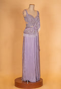 Lavender Pre-Draped Saree with Embellished Blouse – Designer Cocktail & Evening Wear