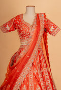 Orange Embroidered Bridal Lehenga Choli with Dupatta – Designer Wedding & Festive Wear