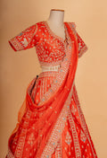 Orange Embroidered Bridal Lehenga Choli with Dupatta – Designer Wedding & Festive Wear