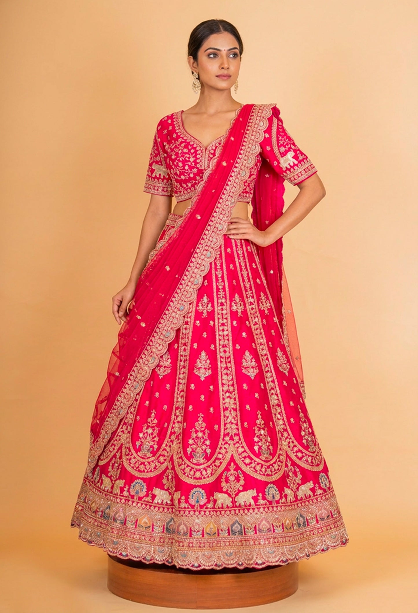 Rani Pink | Rani pink embroidered lehenga choli with dupatta – product image 1 | 1