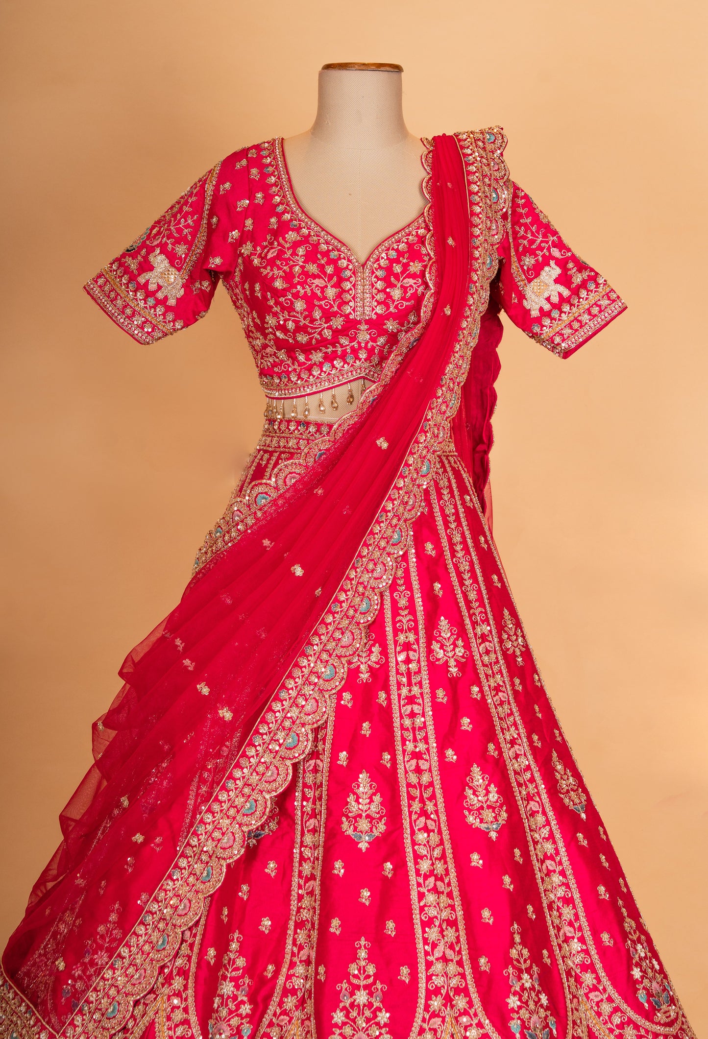 Rani Pink | Rani pink embroidered lehenga choli with dupatta – product image 3 | 3