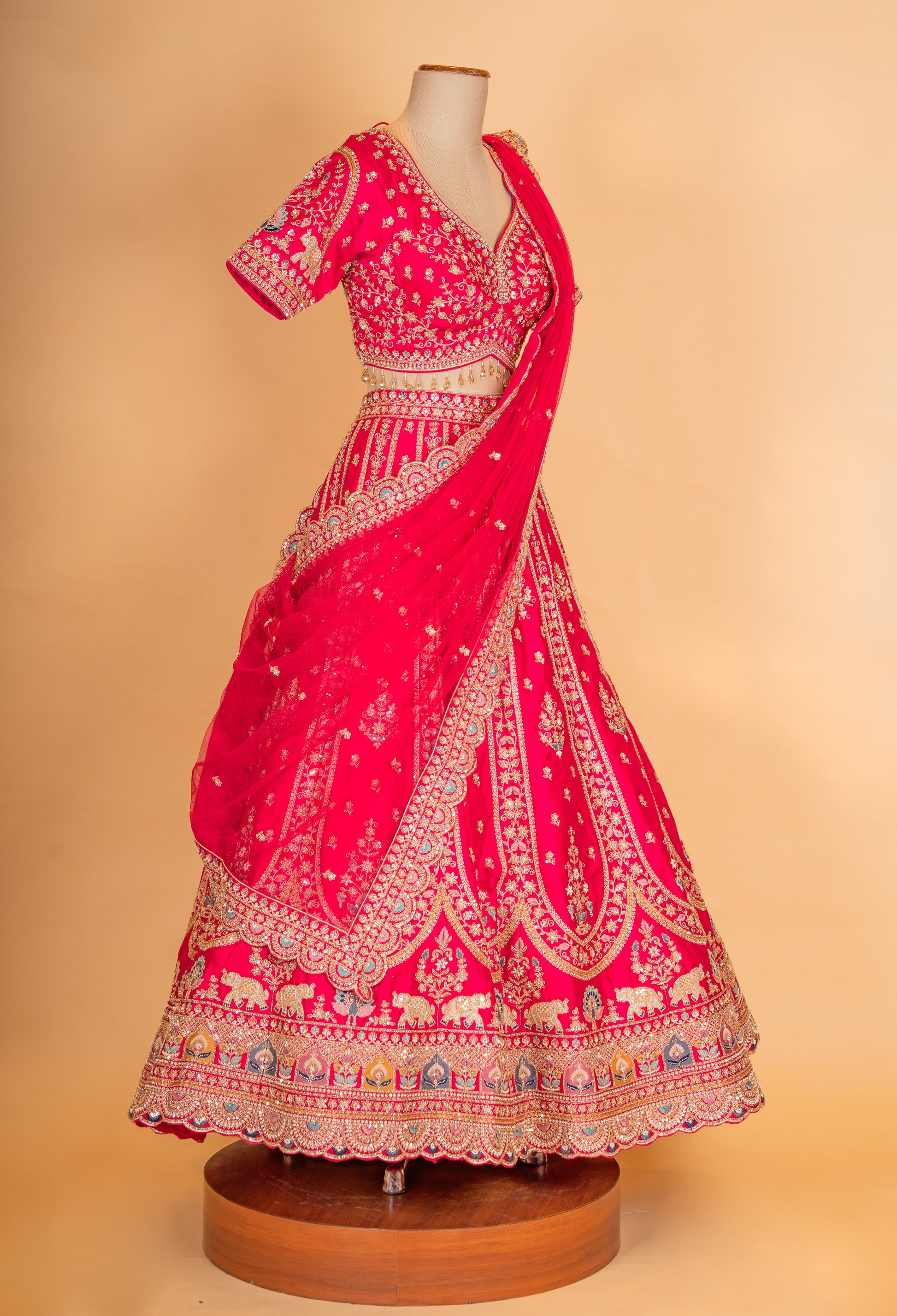 Rani Pink | Rani pink embroidered lehenga choli with dupatta – product image 5 | 5