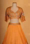 Mustard Orange Floral Embroidered Lehenga Choli with Dupatta – Designer Wedding & Festive Wear for Women