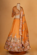 Mustard Orange Floral Embroidered Lehenga Choli with Dupatta – Designer Wedding & Festive Wear for Women