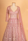 Dusty Rose Pink Embroidered Lehenga Choli with Net Dupatta – Designer Wedding & Festive Wear for Women