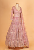 Dusty Rose Pink Embroidered Lehenga Choli with Net Dupatta – Designer Wedding & Festive Wear for Women