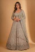 " Sage Green Sequin Embroidered Lehenga Choli with Net Dupatta – Designer Wedding & Festive Wear for Women"
