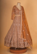 Copper Gold Sequin Embroidered Lehenga Choli with Net Dupatta – Designer Wedding & Festive Wear for Women