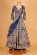 Navy Blue Heavy Embroidered Lehenga Choli with Net Dupatta – Designer Wedding & Festive Wear for Women