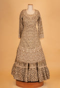 Champagne Gold Embroidered Sharara Set with Net Dupatta – Luxury Wedding & Festive Ethnic Wear for Women