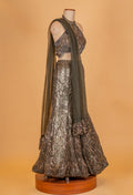 Olive Green Sequin Embroidered Lehenga Choli with Net Dupatta – Designer Cocktail & Party Wear for Women