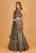 Olive Green Sequin Embroidered Lehenga Choli with Net Dupatta – Designer Cocktail & Party Wear for Women