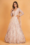 Champagne Gold Sequin Embroidered Designer Lehenga Set with Net Dupatta