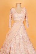 Champagne Gold Sequin Embroidered Designer Lehenga Set with Net Dupatta