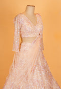 Champagne Gold Sequin Embroidered Designer Lehenga Set with Net Dupatta