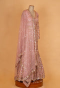 " Blush Pink Sequin Embroidered Designer Lehenga Set with Net Dupatta"