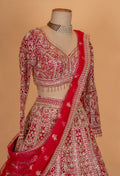 Classic Red & Gold Heavy Embroidered Bridal Lehenga Set with Net Dupatta