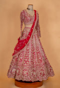 Classic Red & Gold Heavy Embroidered Bridal Lehenga Set with Net Dupatta