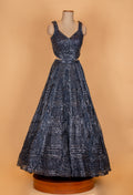 Charcoal Grey Sequin Designer Lehenga Set with Net Dupatta
