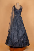 Charcoal Grey Sequin Designer Lehenga Set with Net Dupatta