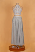 "Silver Grey Minimal Sequin Designer Lehenga Set with Halter Neck Blouse "