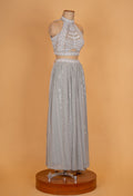 "Silver Grey Minimal Sequin Designer Lehenga Set with Halter Neck Blouse "