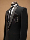 Luxury Black Three-Piece Tuxedo Suit for Men with Satin Shawl Lapel | Premium Wedding, Reception & Black-Tie Formal Wear