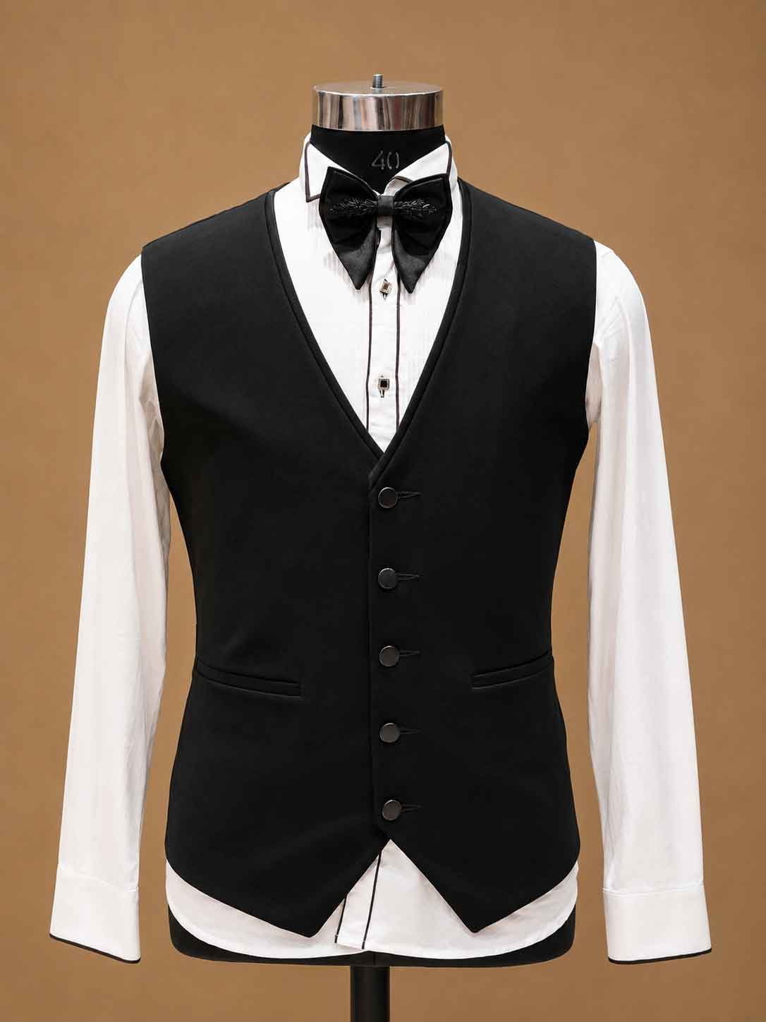 Luxury Black Designer Tuxedo Suit for Men with Embellished Shawl Lapel | Premium Wedding Reception & Black Tie Formal Suit