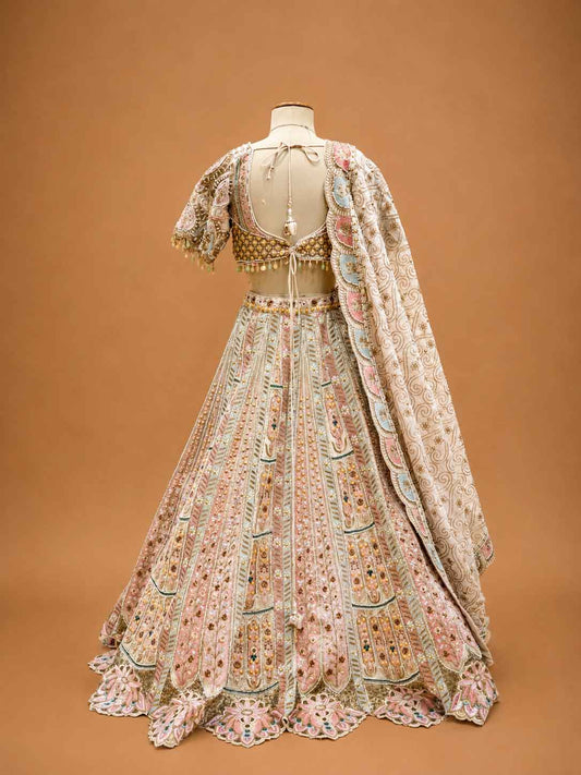 Pastel multicolor designer bridal lehenga - view 2
