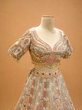 Pastel Multicolor Designer Bridal Lehenga with Intricate Embroidery & Embellished Net Dupatta